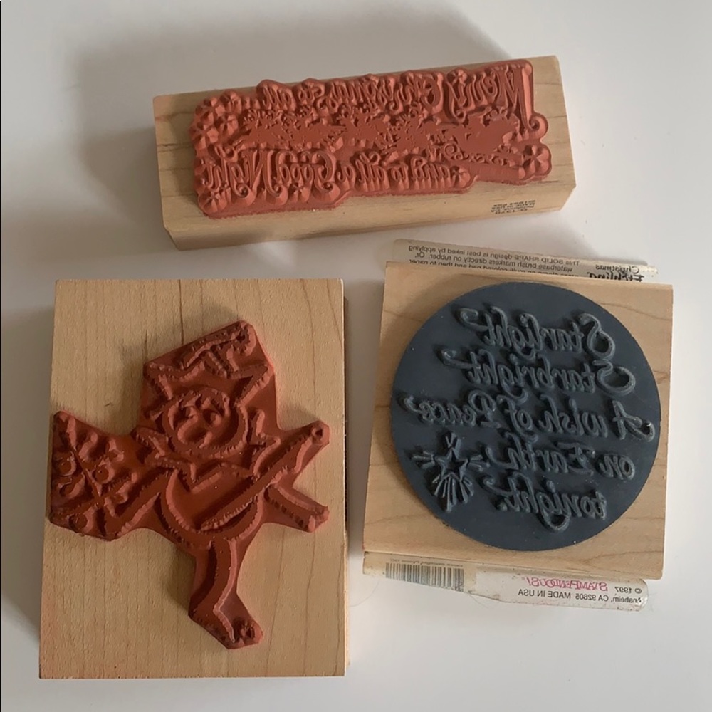 🍀 $10 3/$25! Lot of 3 holiday rubber stamps Stampendous - Picture 2 of 8